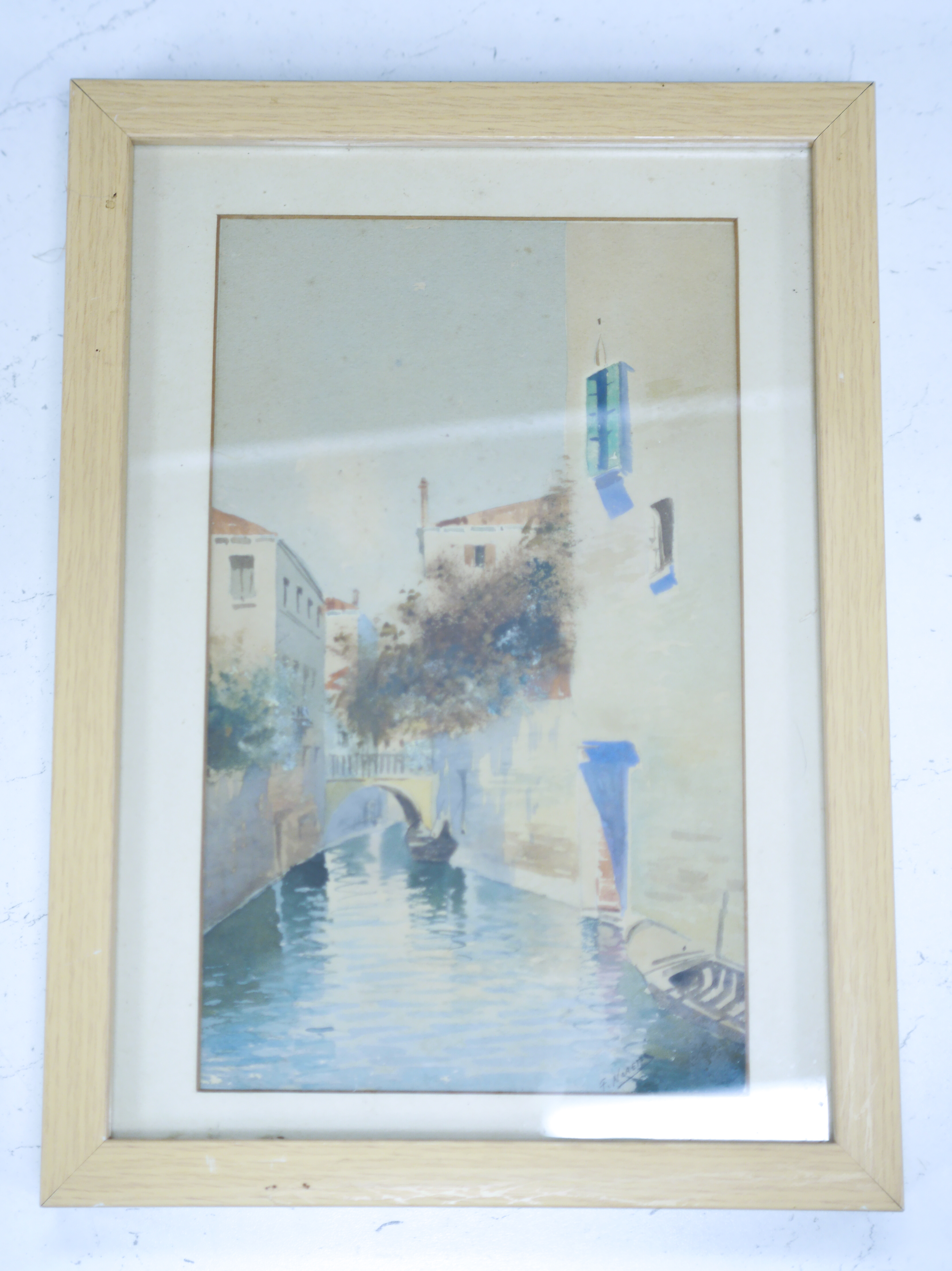 F Norems, set of five Venetian watercolours to include Venetian canals, St. Marks in the distance and Gondolas, largest 25 x 15cm. Condition - fair, some foxing throughout